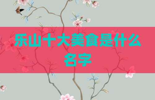 乐山十大美食是什么名字