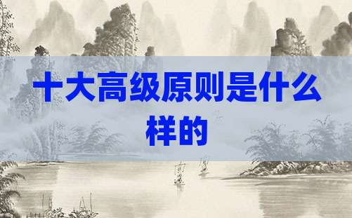 十大高级原则是什么样的