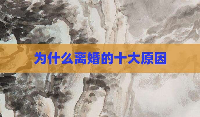 为什么离婚的十大原因