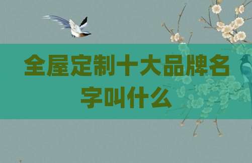 全屋定制十大品牌名字叫什么