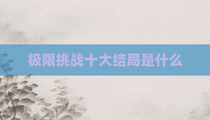极限挑战十大结局是什么