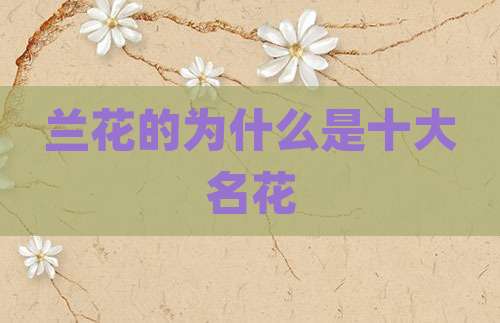 兰花的为什么是十大名花