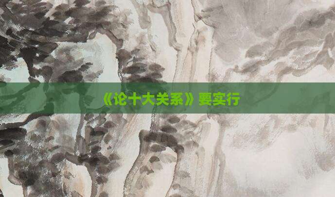 《论十大关系》要实行