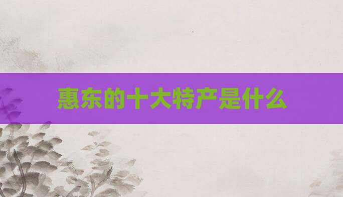 惠东的十大特产是什么
