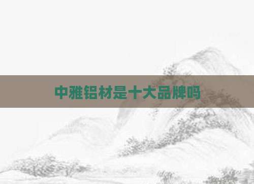 中雅铝材是十大品牌吗