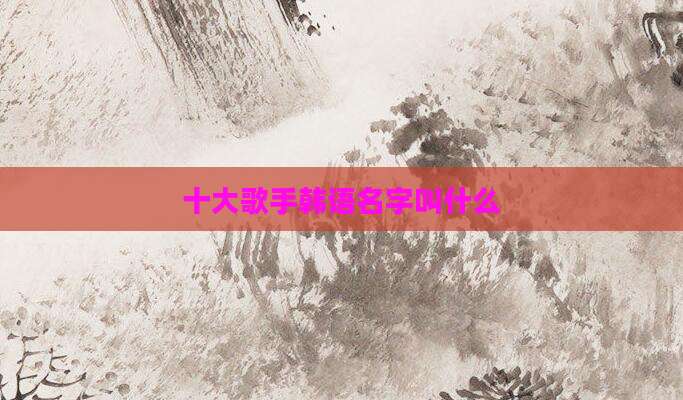 十大歌手韩语名字叫什么