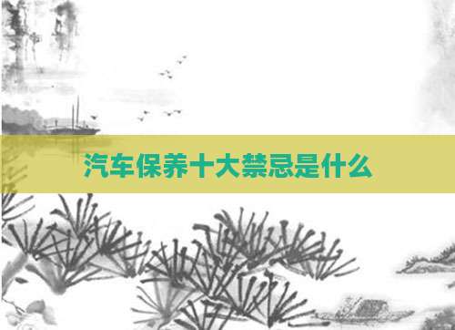汽车保养十大禁忌是什么
