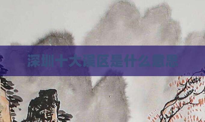 深圳十大误区是什么意思