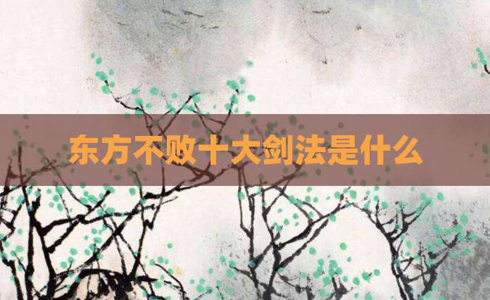 东方不败十大剑法是什么