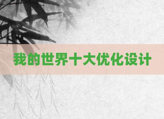 我的世界十大优化设计
