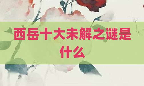 西岳十大未解之谜是什么