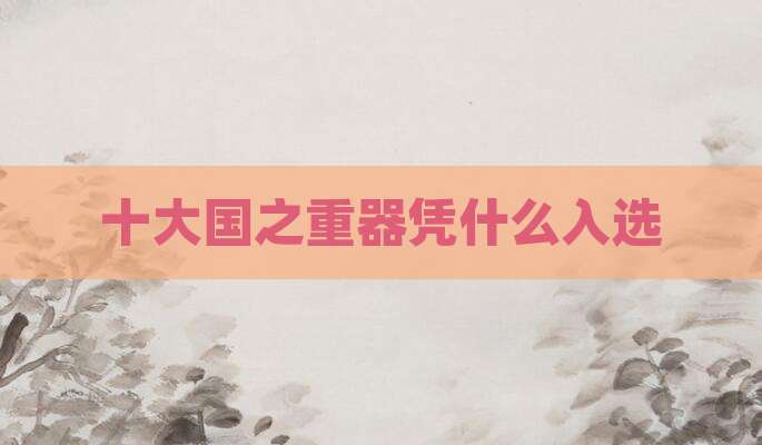 十大国之重器凭什么入选