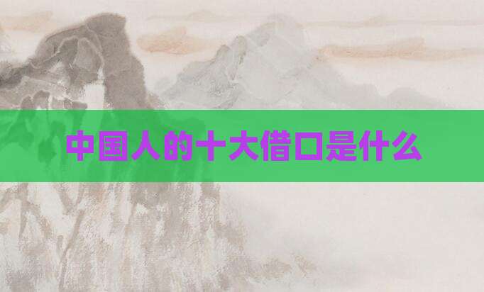 中国人的十大借口是什么