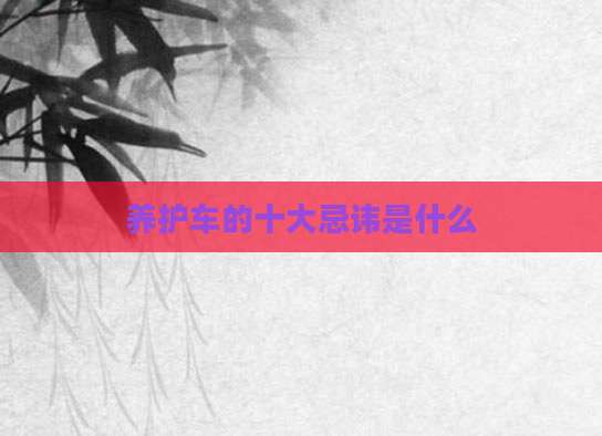 养护车的十大忌讳是什么