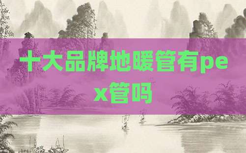 十大品牌地暖管有pex管吗
