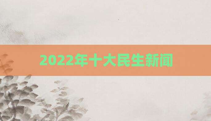 2022年十大民生新闻