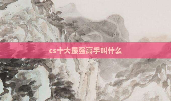 cs十大最强高手叫什么