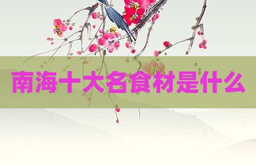 南海十大名食材是什么
