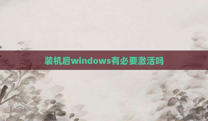 装机后windows有必要激活吗