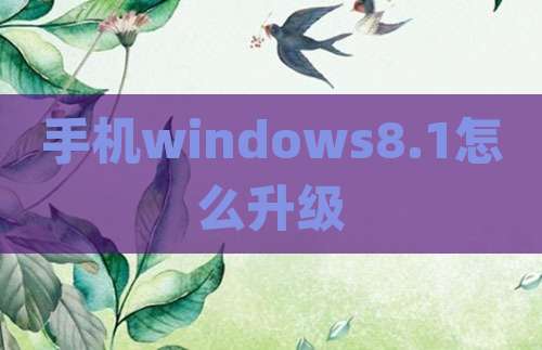 手机windows8.1怎么升级