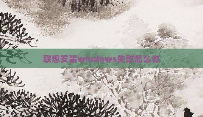 联想安装windows失败怎么办