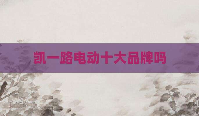 凯一路电动十大品牌吗