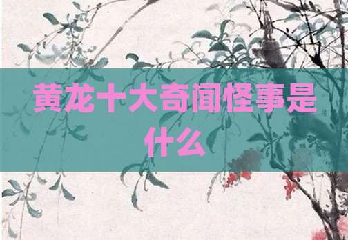 黄龙十大奇闻怪事是什么