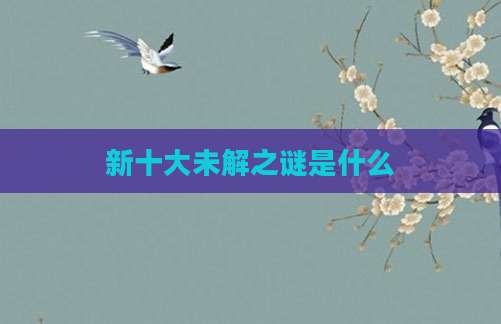 新十大未解之谜是什么