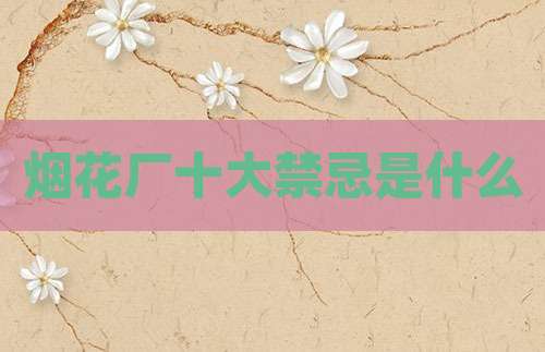 烟花厂十大禁忌是什么