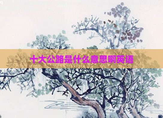 十大公路是什么意思啊英语