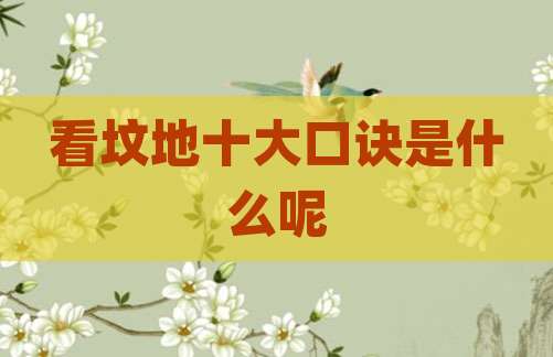 看坟地十大口诀是什么呢