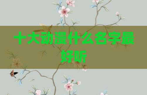 十大动漫什么名字最好听