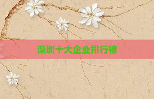 深圳十大企业排行榜
