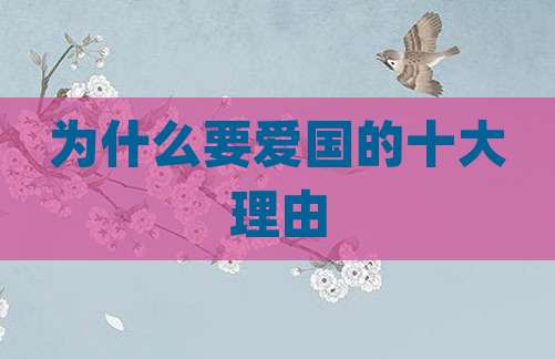 为什么要爱国的十大理由