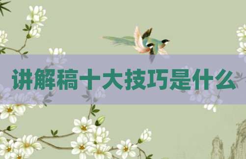 讲解稿十大技巧是什么