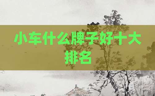 小车什么牌子好十大排名