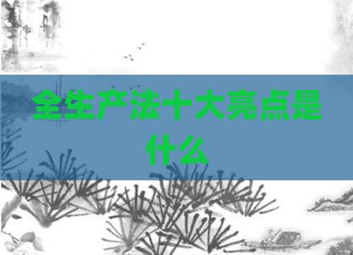 全生产法十大亮点是什么