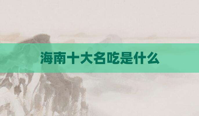 海南十大名吃是什么