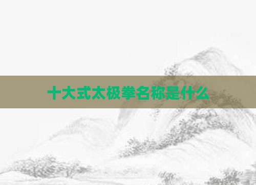 十大式太极拳名称是什么