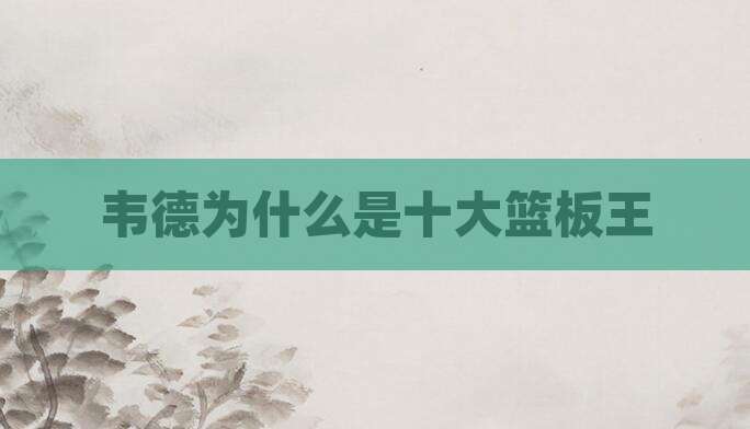 韦德为什么是十大篮板王