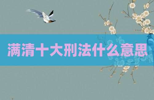 满清十大刑法什么意思