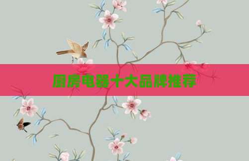 厨房电器十大品牌推荐