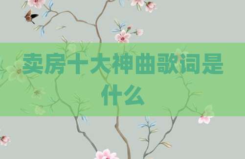 卖房十大神曲歌词是什么