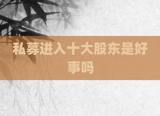 私募进入十大股东是好事吗