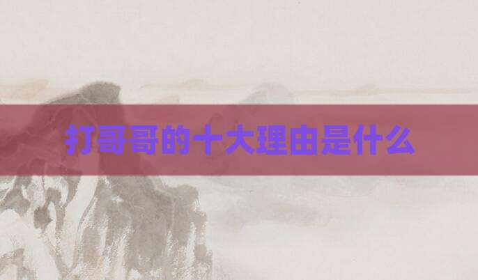 打哥哥的十大理由是什么