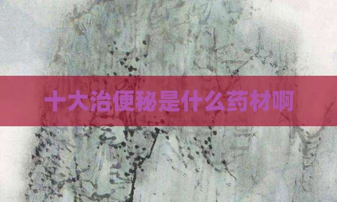 十大治便秘是什么药材啊