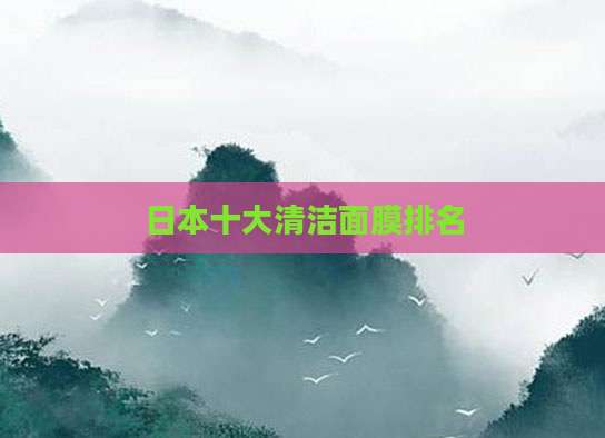 日本十大清洁面膜排名