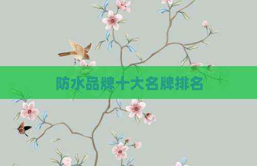 防水品牌十大名牌排名
