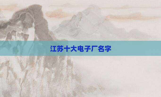 江苏十大电子厂名字