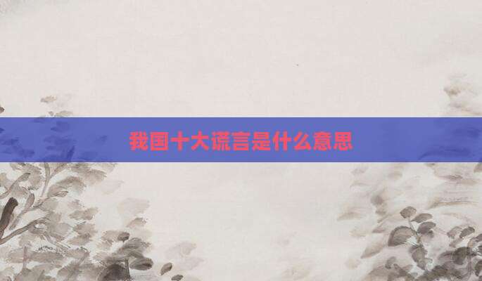 我国十大谎言是什么意思